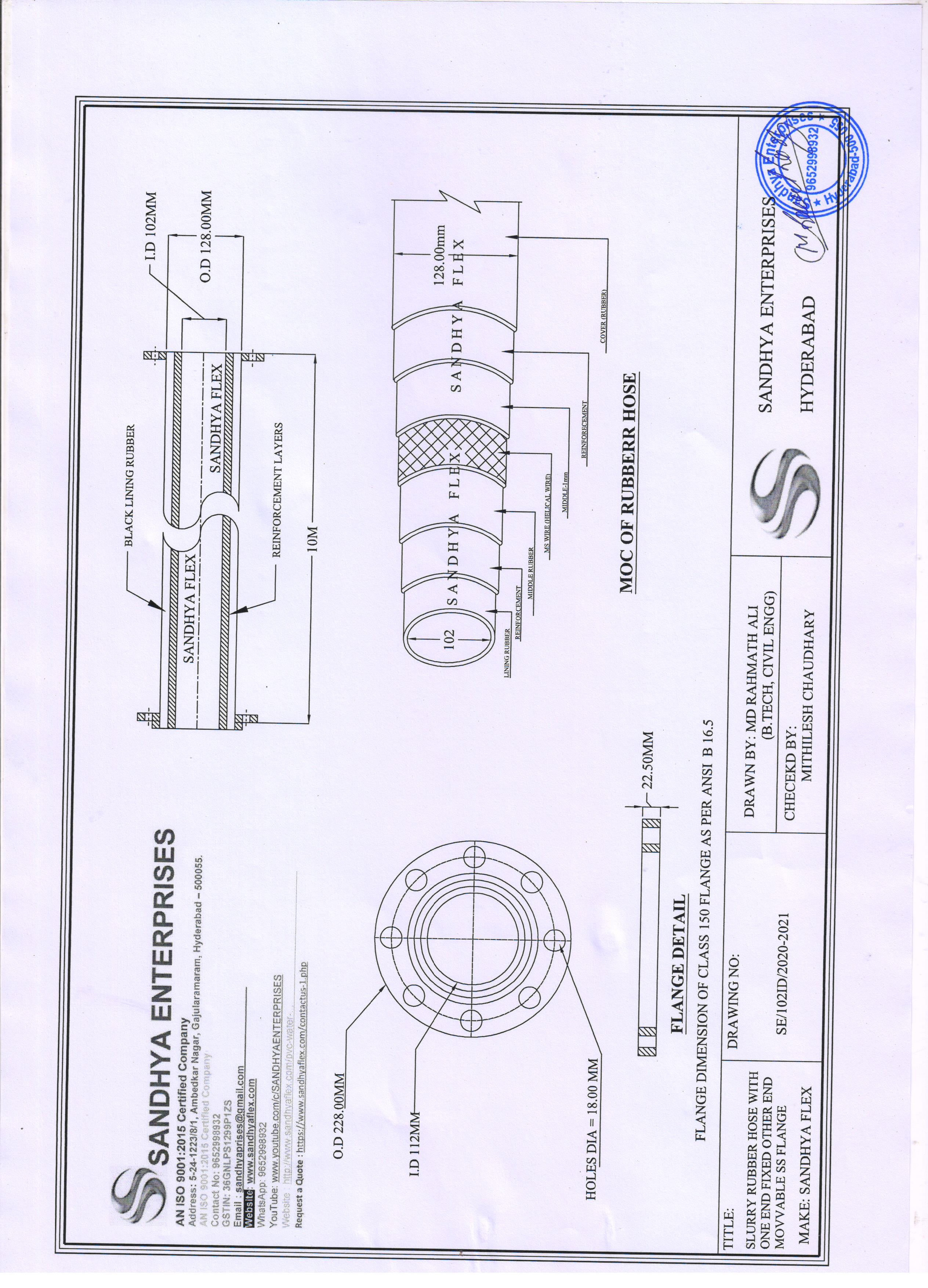 100mm IDx 10Mtr BSF Slurry Rubber Hose 100mm IDx 10Mtr BSF Slurry Rubber Hose