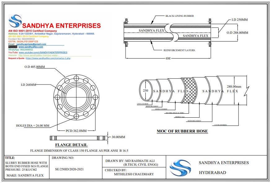 10-INCH 6-MTR 20-LG Slurry and Mud Rubber Hose 10-INCH 6-MTR 20-LG Slurry and Mud Rubber Hose