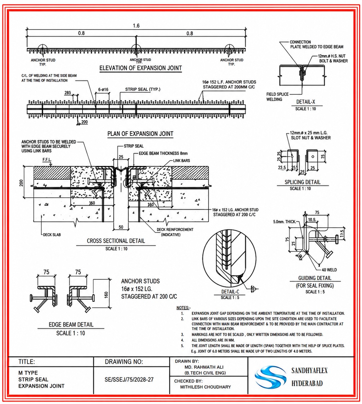SSEJ M Type Strip Seal Expansion Joint SSEJ M Type Strip Seal Expansion Joint
