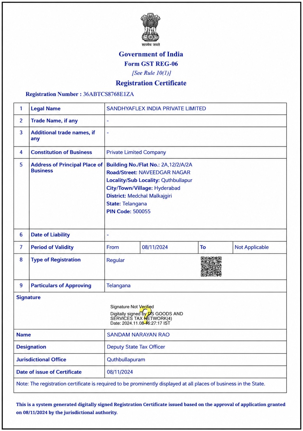 GST Certificate GST Certificate