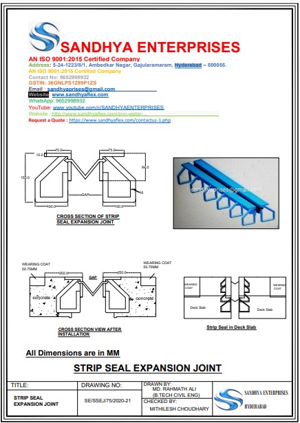 Strip Seal Expantion Joint 75mm Strip Seal Expantion Joint 75mm