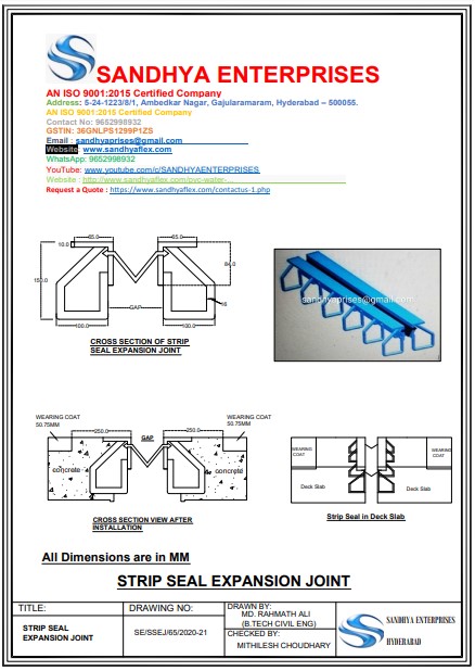 W Type Strip Seal Expantion Joint 65mm W Type Strip Seal Expantion Joint 65mm