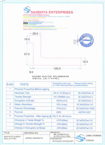 Z-Type Dam Gate Seal Z-Type Dam Gate Seal